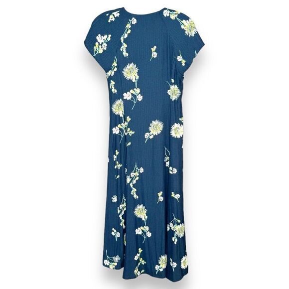Free People Floral Wrap Lost in Your Midi Blue Asymmetrical Button Dress Size XS - Picture 12 of 15